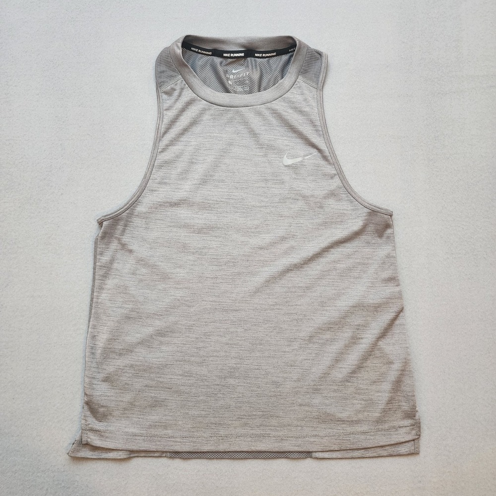 Nike Dri-FIT Running Tank Top Women's Small Beige Heather Racerback Athletic Gym
